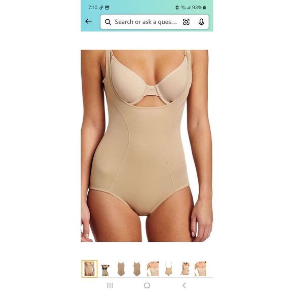 New Large Maidenform Open Bust Body Briefer Bodysuit Shapewear Shaper Body Beige - Picture 1 of 5